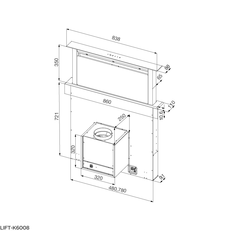Máy hút mùi âm bàn LIFT-K6008 - lift k6008