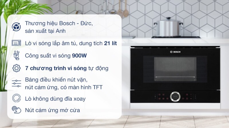LÒ VI SÓNG BOSCH BFL634GB1B SERIE 8 MẶT KÍNH - lo vi song bosch bfl634gb1b 21 lit638170611605935368