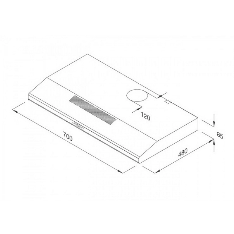 KÍCH THƯỚC MÁY HÚT KHỬ MÙI MALLOCA CLASSIC H107W
