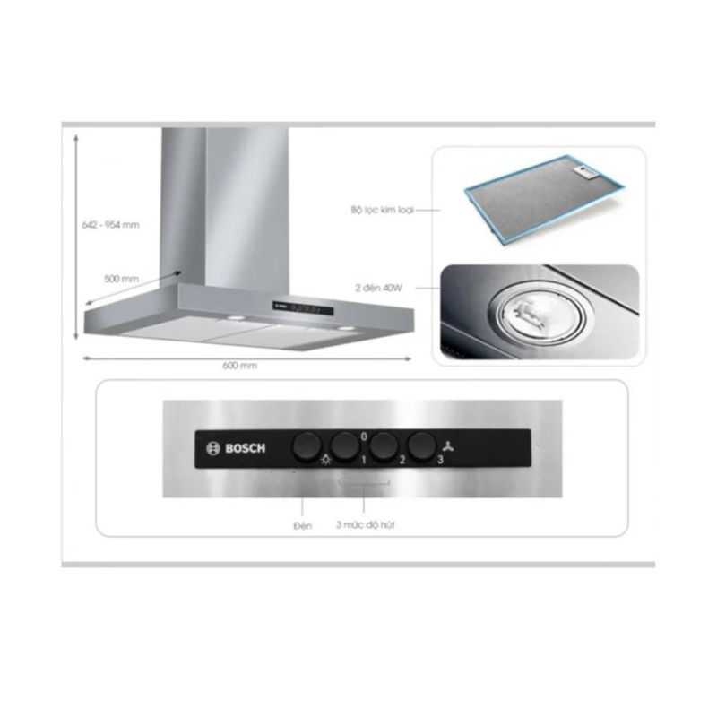 Máy hút mùi treo tường Bosch DWB07W651 - may hut mui treo tuong bosch dwb07w651