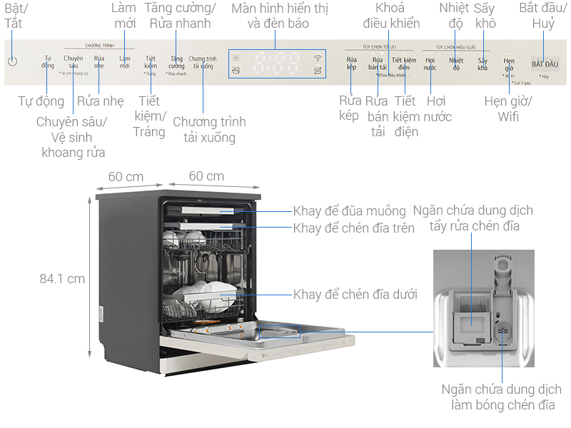 MÁY RỬA BÁT ĐỘC LẬP LG LDT14BGA3 MÀU BE
