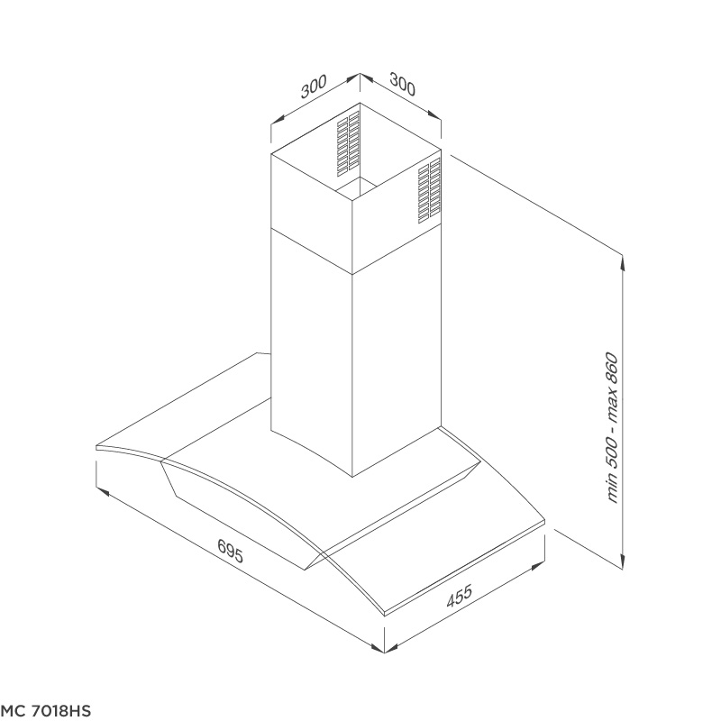 MÁY HÚT KHÓI KHỬ MÙI ÁP TƯỜNG MALLOCA MC 7018HS - mc 7018hs