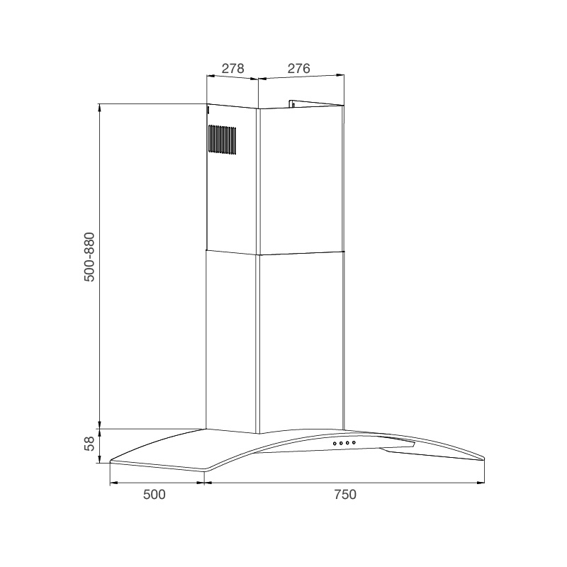 MÁY HÚT KHÓI KHỬ MÙI ÁP TƯỜNG MALLOCA MC 750E - mc 750e