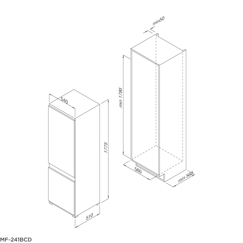 Tủ lạnh âm tủ MF-241BCD - mf 241bcd