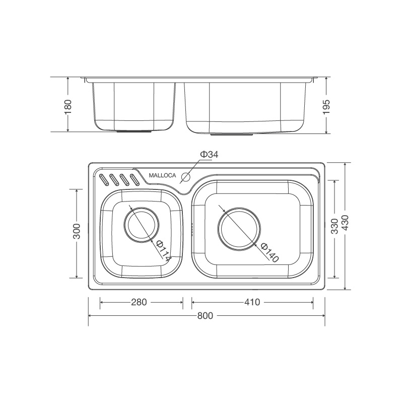 CHẬU RỬA CHÉN MALLOCA MS 1003 NEW - ms 1003 new