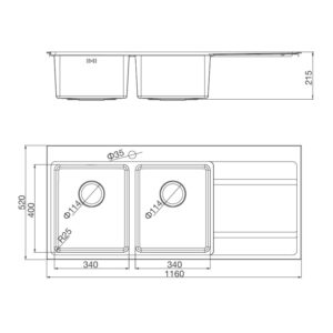 CHẬU RỬA CHÉN MALLOCA MS 7818 - ms 7818