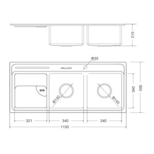 CHẬU RỬA CHÉN MALLOCA MS 8816 N  - ms 8816 n