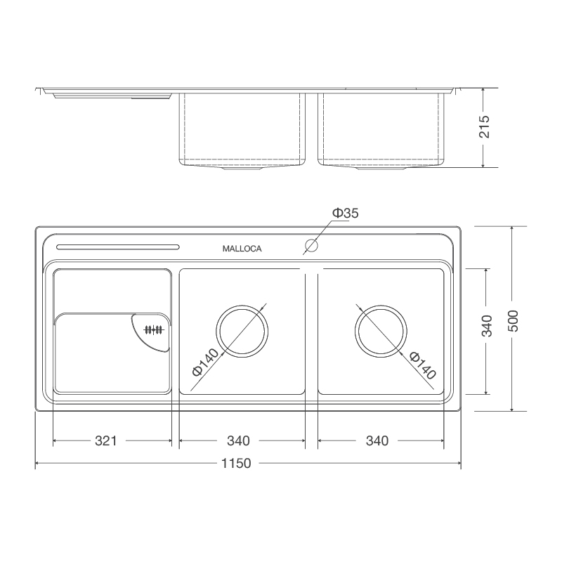 CHẬU RỬA CHÉN MALLOCA MS 8816 N  - ms 8816 n