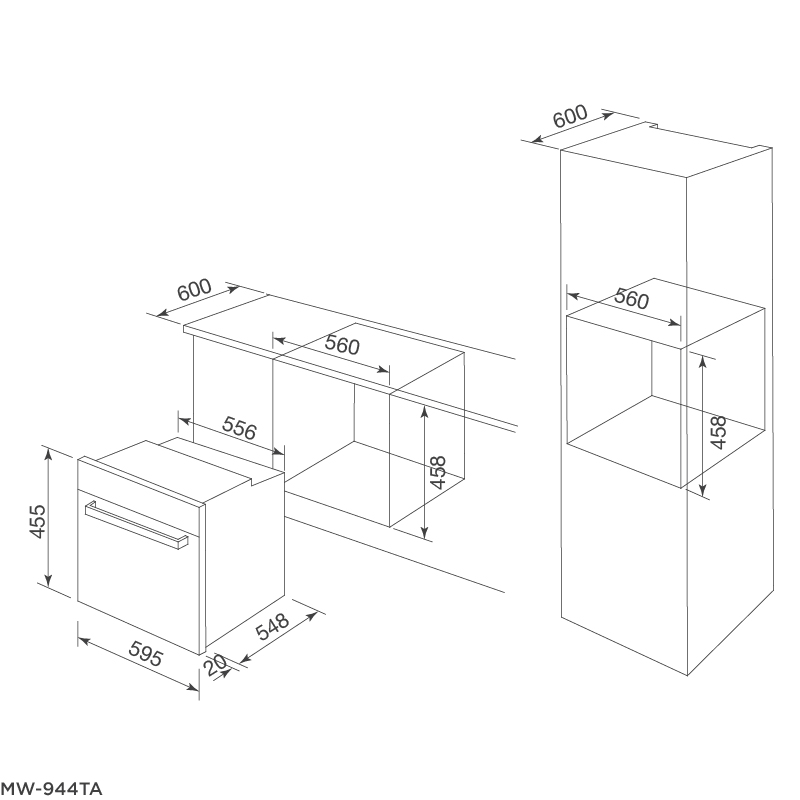LÒ NƯỚNG KẾT HỢP VI SÓNG ÂM TỦ MALLOCA MW-944TF - mw 944tf