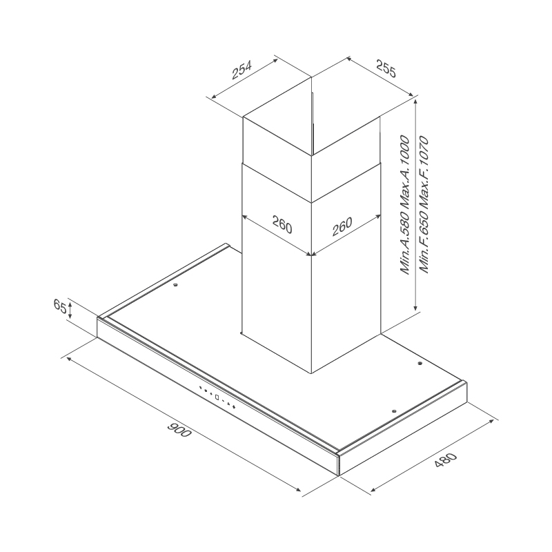 MÁY HÚT KHÓI KHỬ MÙI ÁP TƯỜNG MALLOCA SKYLIGHT F-213 - skylight f 213 2