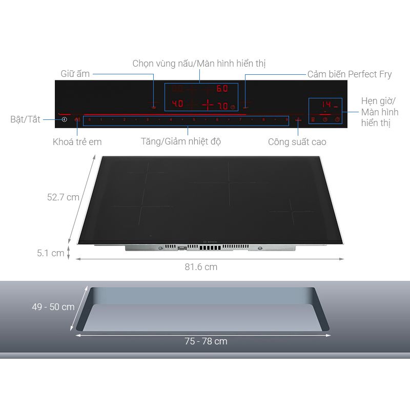 Bếp từ Bosch PIE875DC1E Seri 8 - thong so bep tu bosch pie875dc1e