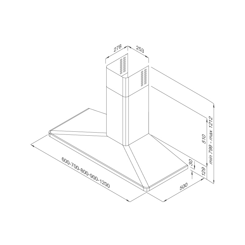 Máy hút khói, khử mùi áp tường VARESE-K5020 - varese k5020