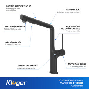 VÒI RỬA CHÉN KLUGER KLF0001B - voi bep kluger klf0001b