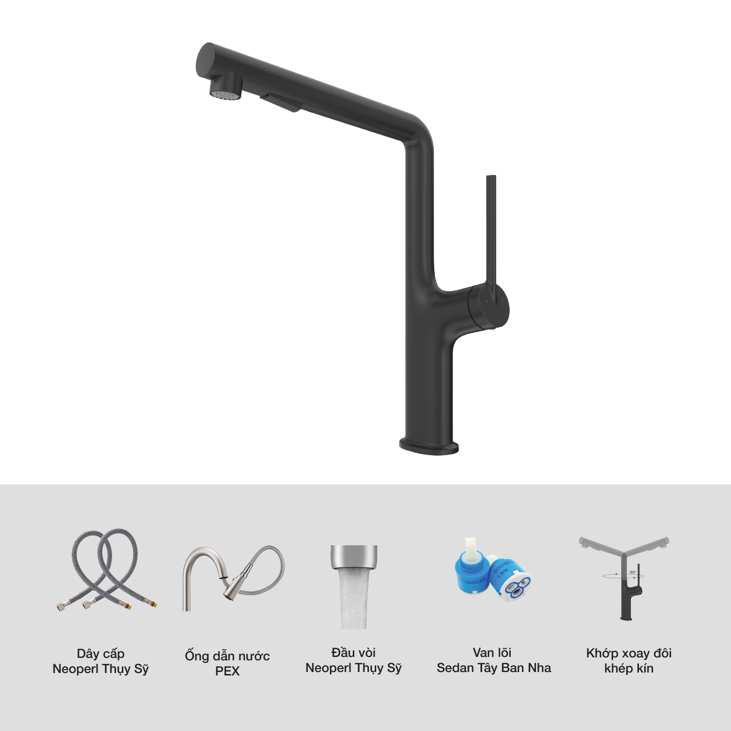 VÒI RỬA CHÉN KLUGER KLF0001B - voi rua bat kluger amber klf0001b chi tiet