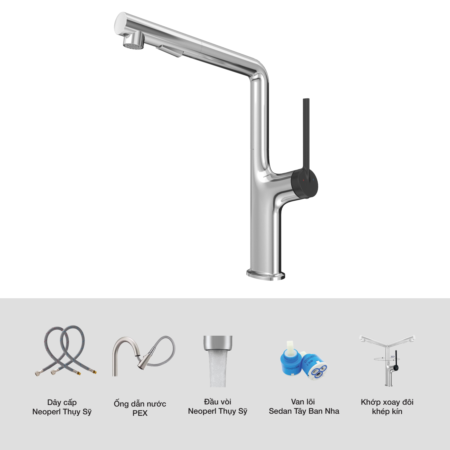 VÒI RỬA CHÉN KLUGER KLF0001C - voi rua bat kluger klf0001c chi tiet