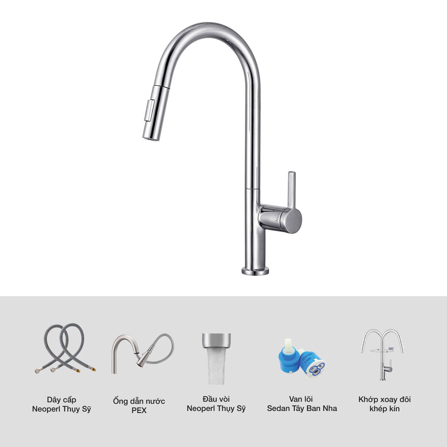 VÒI RỬA CHÉN KLUGER KLF0003C - voi rua bat kluger klf0003c chi tiet