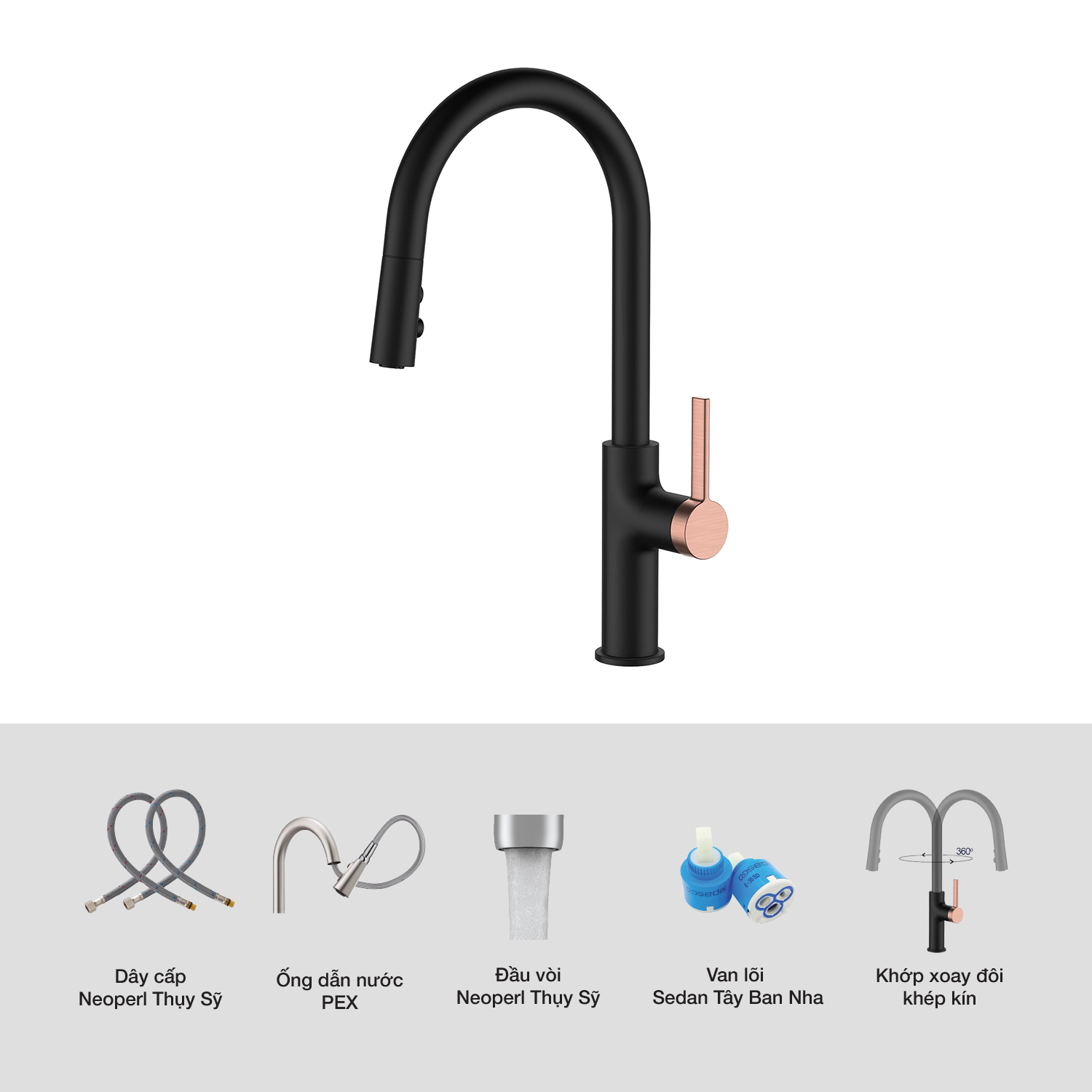 VÒI RỬA CHÉN KLUGER KLF0005B - voi rua bat kluger klf0005b chi tiet