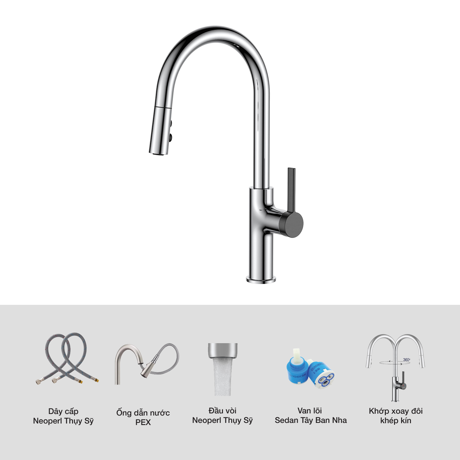 VÒI RỬA CHÉN KLUGER KLF0005C - voi rua bat kluger klf0005c chi tiet