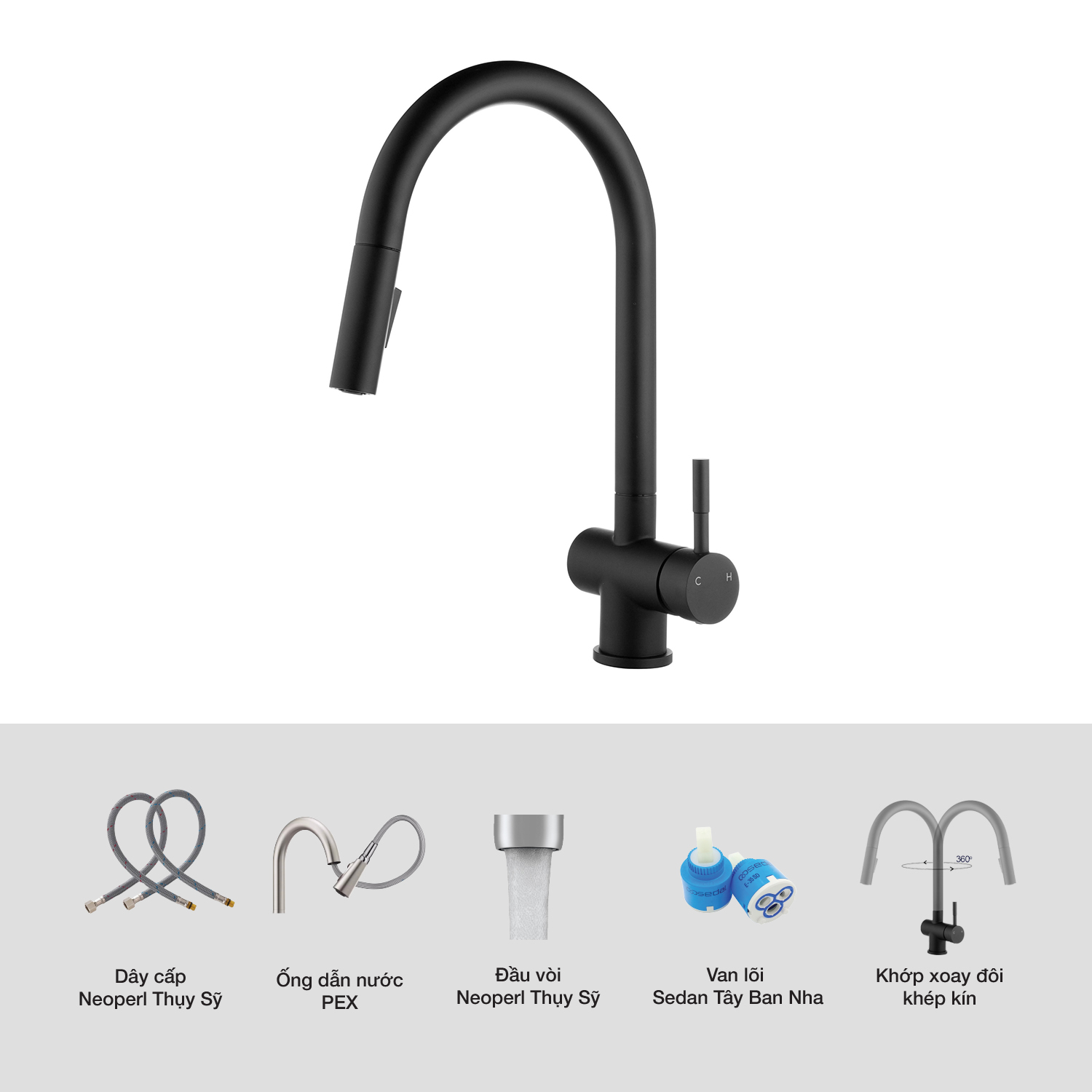 VÒI RỬA CHÉN KLUGER KLF0008B - voi rua bat kluger klf0008b chi tiet