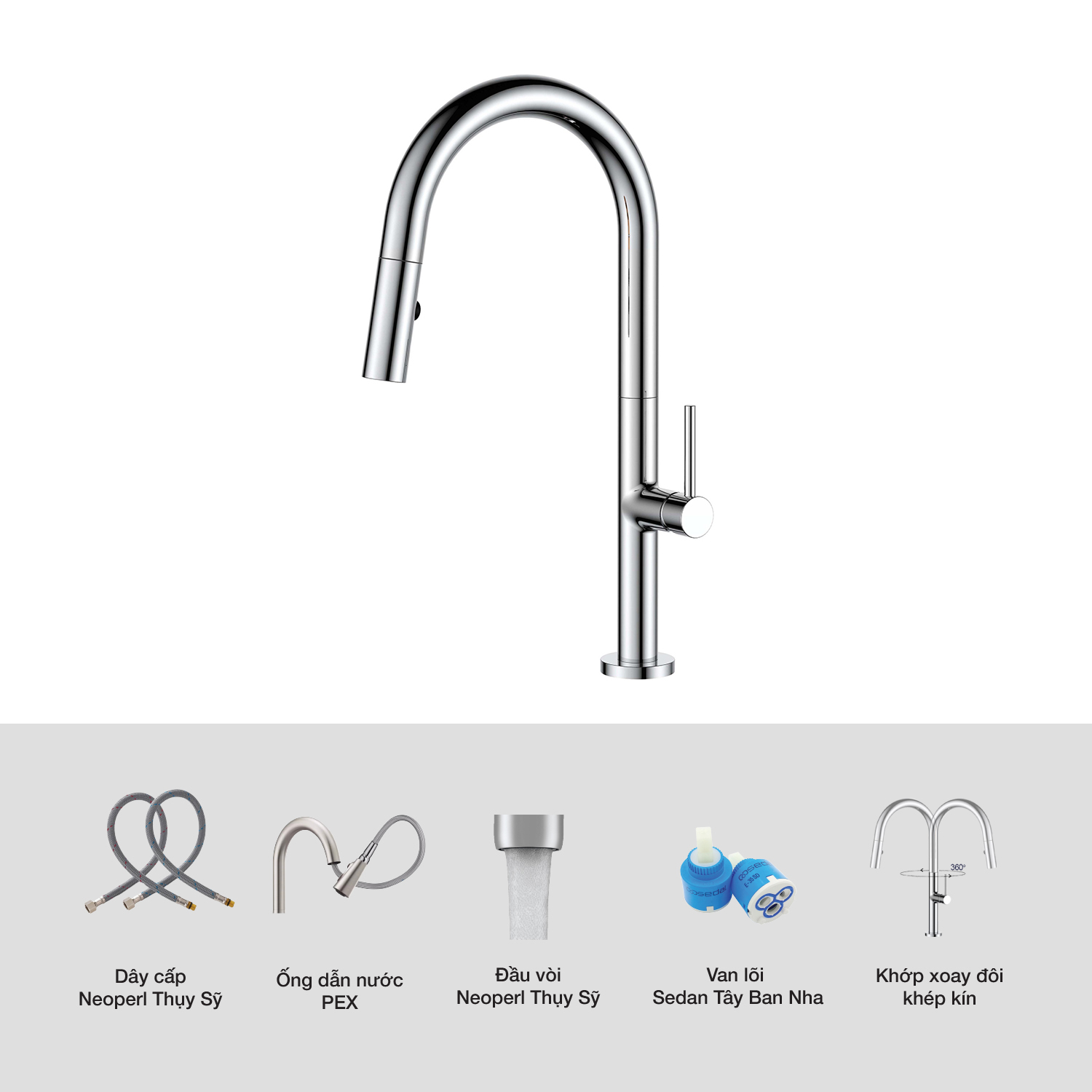 VÒI RỬA CHÉN KLUGER KLF0010C - voi rua bat kluger klf0010c chi tiet