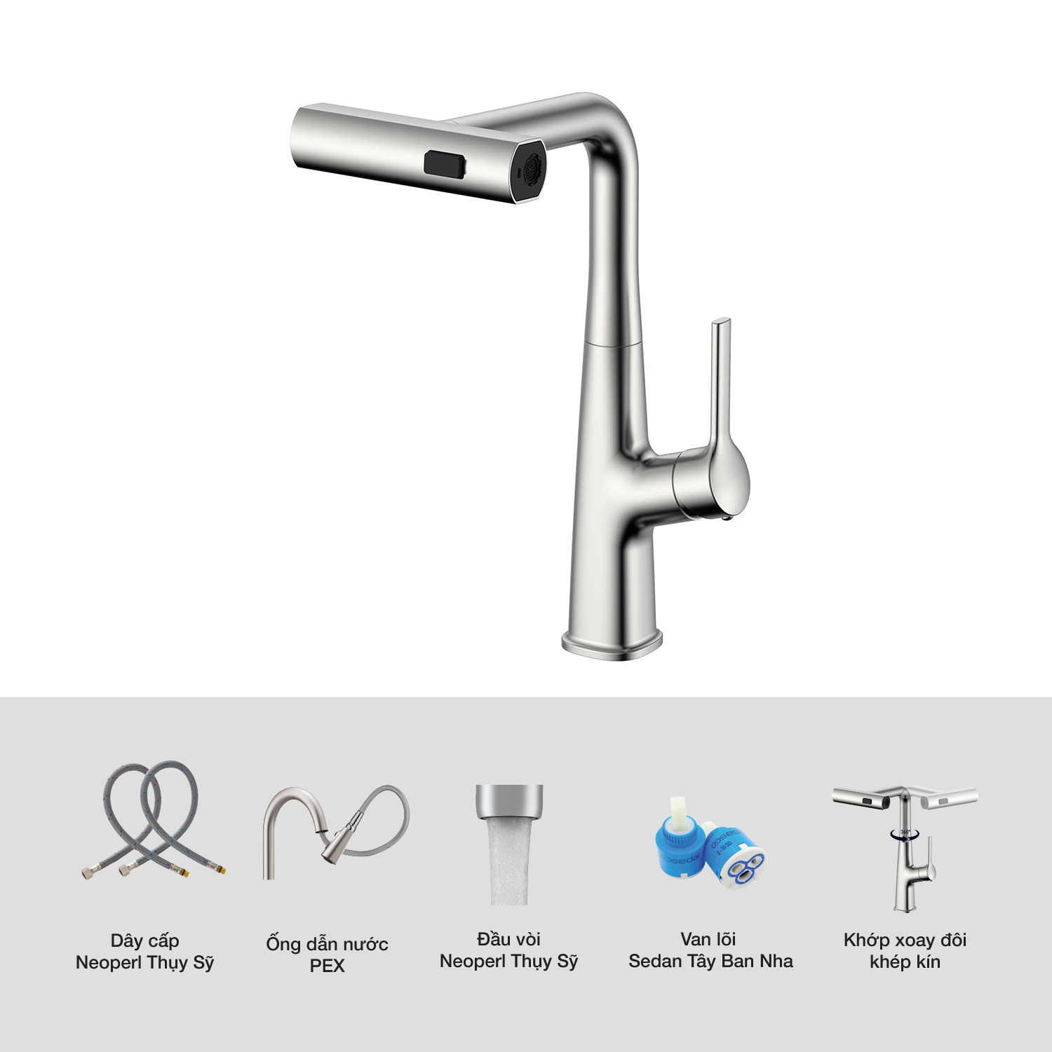 VÒI RỬA CHÉN KLUGER KLF0018S - voi rua bat kluger klf0018s chi tiet