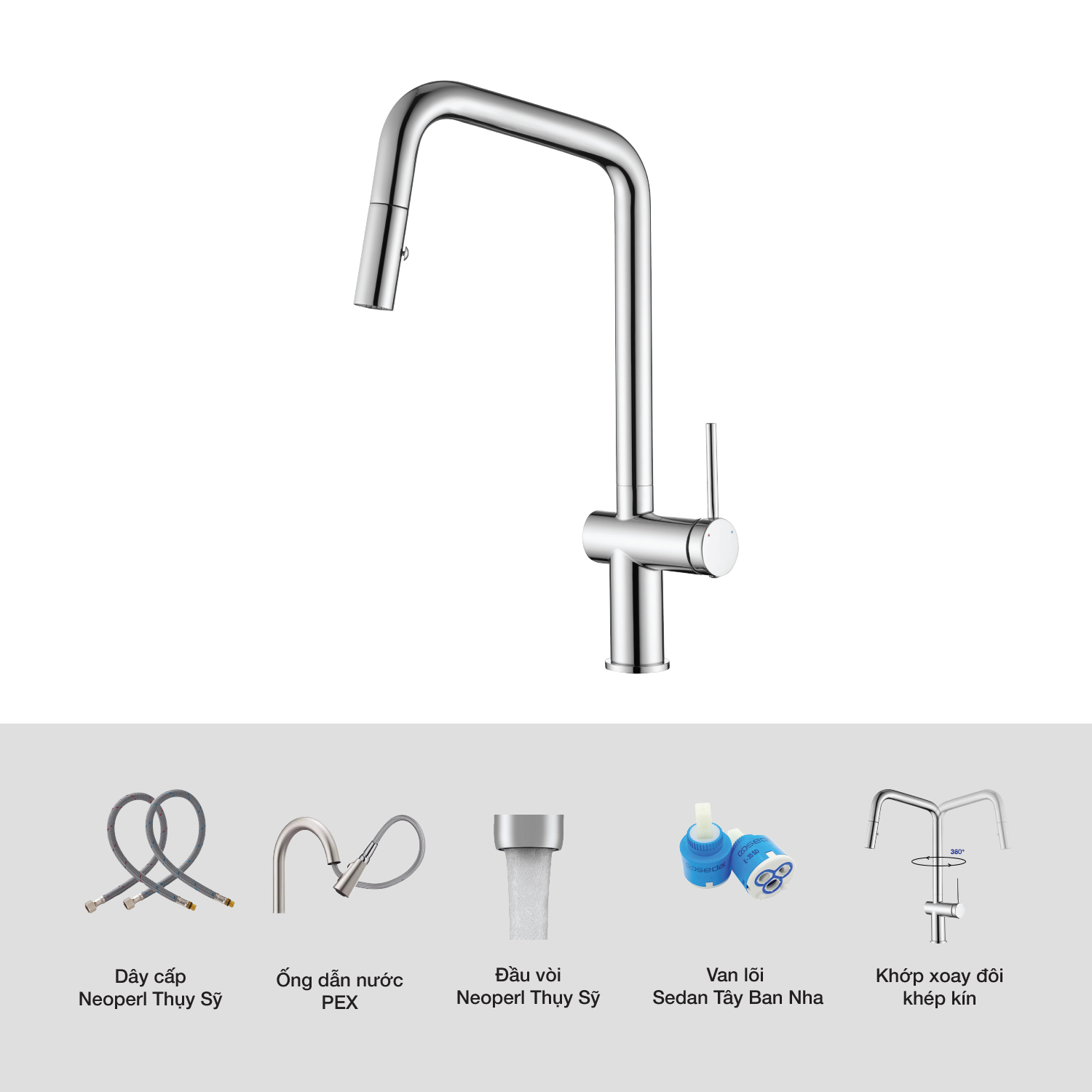 VÒI RỬA CHÉN KLUGER KLF0019C - voi rua bat kluger klf0019c strong phu kien