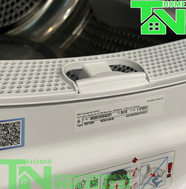 MÁY SẤY BƠM NHIỆT BOSCH 9KG WQB245B40 SERIE 8