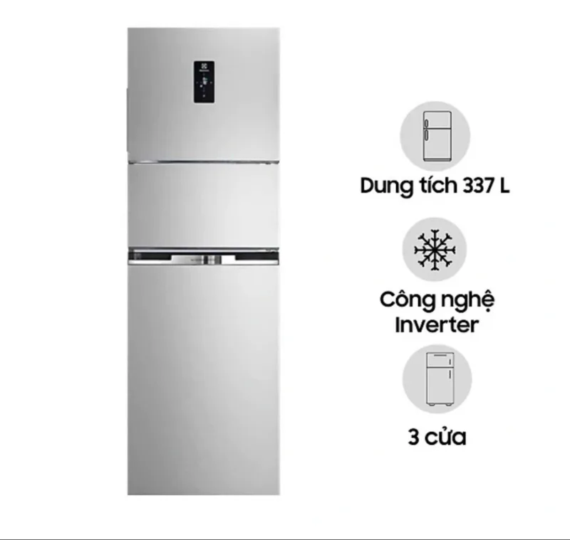 TỦ LẠNH ELECTROLUX 3 CÁNH 337 LÍT EME3700H-A INVERTER MÀU BẠC