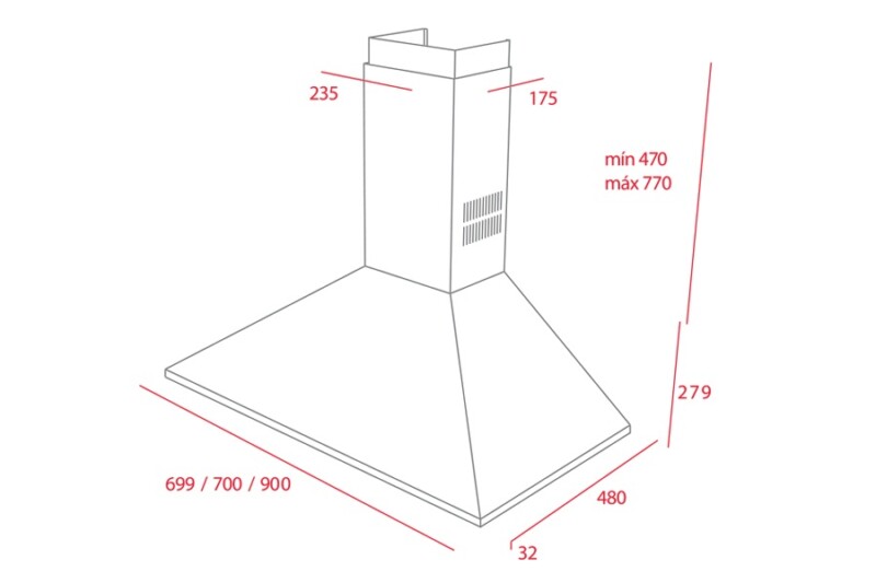 KÍCH THƯỚC MÁY HÚT MÙI TEKA DBB-70 40460420
