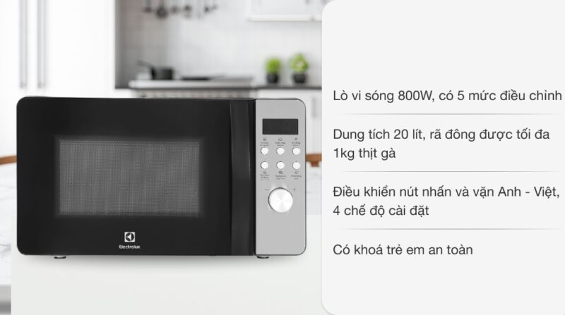 LÒ VI SÓNG ĐỂ BÀN ELECTROLUX 20L EMM20D38GB