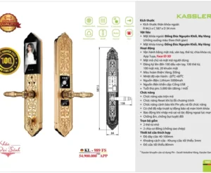 KHOÁ CỬA GỖ VÂN TAY KASSLER KL 989 FS GOLD APP - 16 6