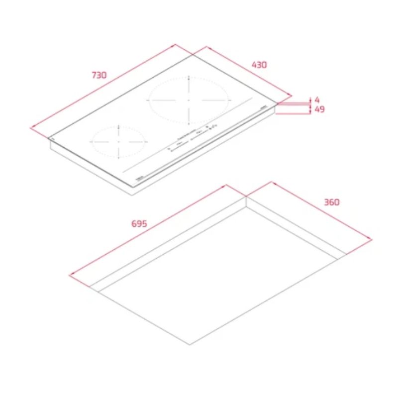 KÍCH THƯỚC BẾP ĐIỆN TỪ IZC 72610 MST BK 112500059