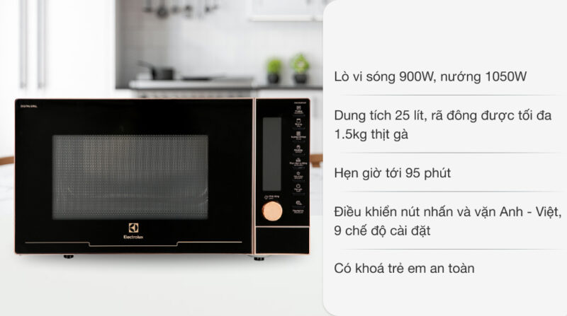 LÒ VI SÓNG ELECTROLUX ROSEGOLD KÈM CHỨC NĂNG NƯỚNG 25L EMG25D89GGP