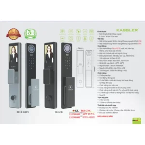 KHOÁ VÂN TAY KASSLER KL 868 CNC BLUE GREY APP TUYA REMOTE - 25 7