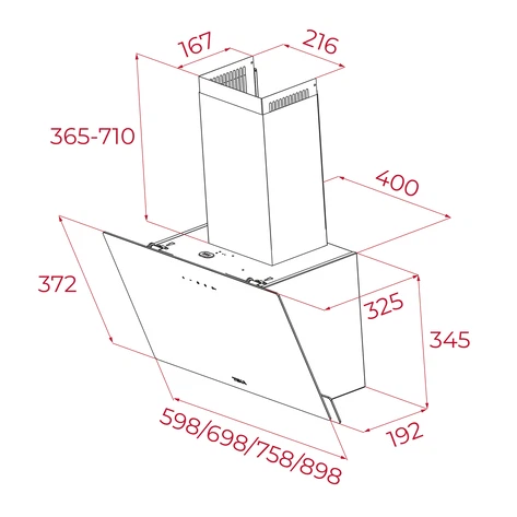 KÍCH THƯỚC MÁY HÚT MÙI TEKA DVN 77050 TTC BK 112950011