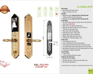 KHOÁ VÂN TAY KASSLER KL 929 F PRO GOLD APP CHỐNG MƯA - 40 3