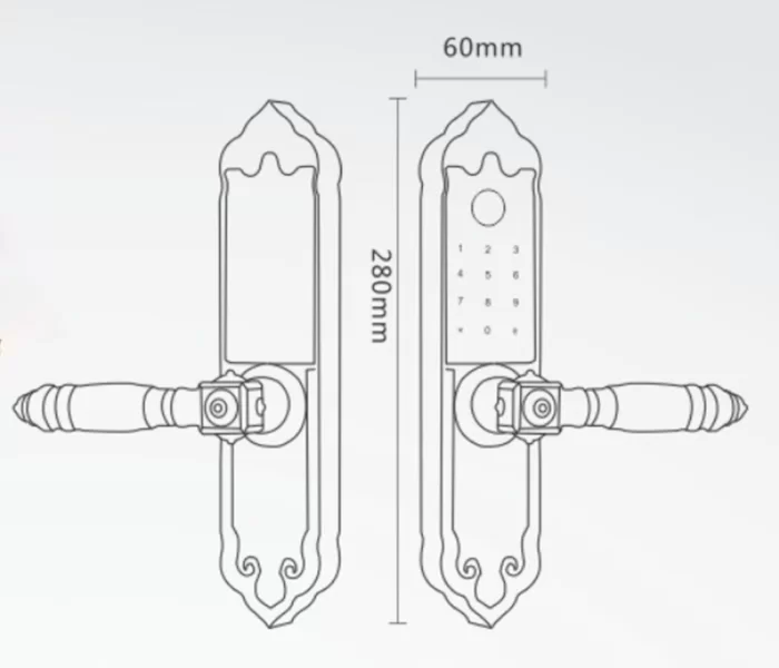 KÍCH THƯỚC KHOÁ CỬA GỖ VÂN TAY KASSLER KL 919 APP