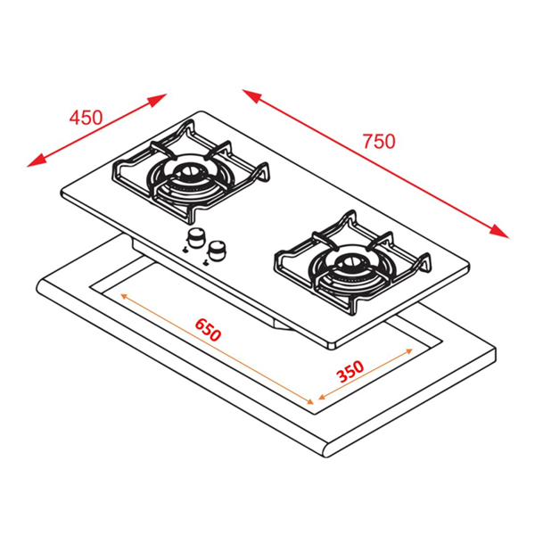 BẾP GA TEKA GKN LUX 75 2G 40232102 - 53 1