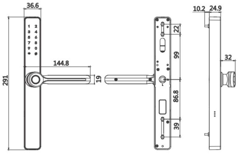 KHÓA VÂN TAY CỬA NHÔM KASSLER KL 599 RB - 57