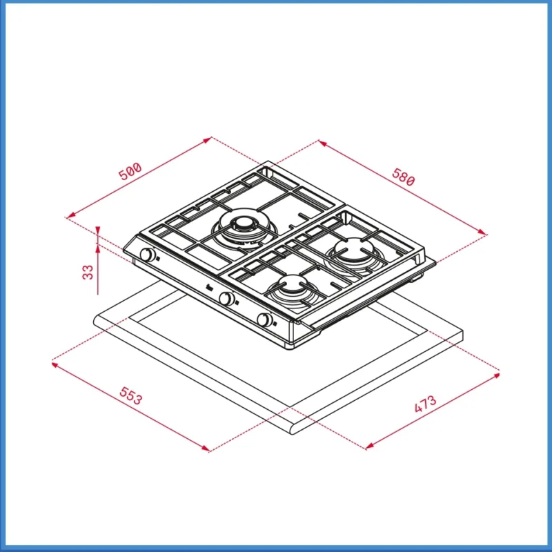 KÍCH THƯỚC BẾP GA TEKA EX 60.1 3G 40212021