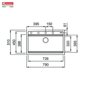 CHẬU RỬA BÁT KONOX ĐÁ GRANITE SINK TERRA 790S GREY - 5 27903893f146409c9a8fed42aaf2abf9 master 1