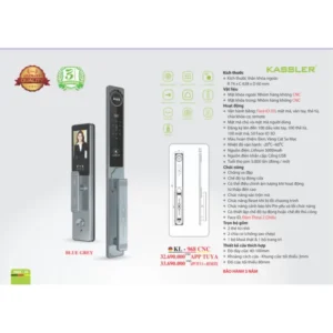 KHOÁ VÂN TAY KASSLER KL 968 CNC BLUE GREY APP REMOTE - 62 4