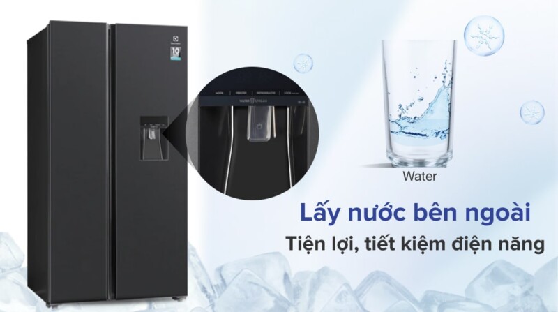 TỦ LẠNH SIDE BY SIDE ELECTROLUX 571 LÍT ESE6141A-BVN INVERTER ULTIMATETASTE 700 - ĐEN MATT