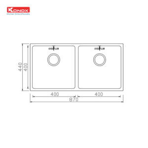 CHẬU RỬA BÁT KONOX UNDERMOUNT SINK CUBE 8744DU - Chau rua bat Undermount Sink Cube 8744DU Ban ve