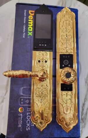 KHÓA CỬA ĐẠI SẢNH FACE ID APP WIFI DEMAX SL9382 24K ĐÚC ĐỒNG NGUYÊN CHẤT  - DEMAX SL9382 GOLD TT5