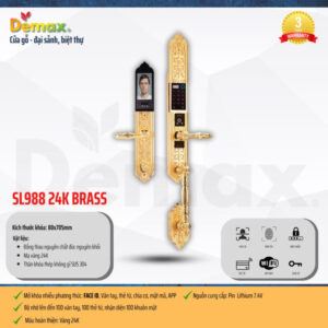 KHÓA CỬA ĐIỆN TỬ FACE ID APP WIFI DEMAX SL988 24K BRASS ĐÚC ĐỒNG NGUYÊN CHẤT  - Demax SL988 24K BRASS 1