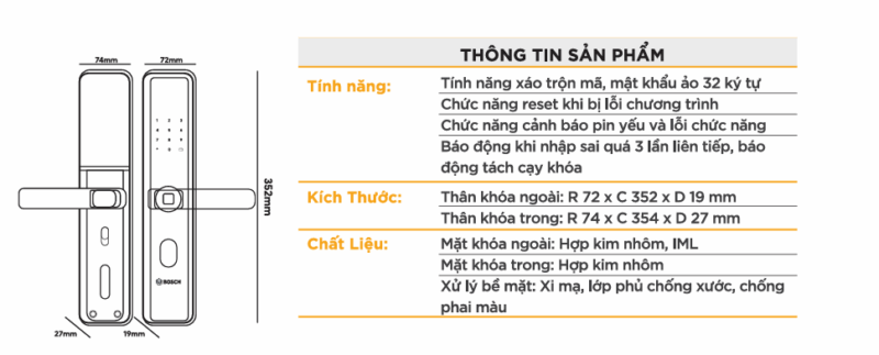 THÔNG SỐ KỸ THUẬT KHÓA VÂN TAY BOSCH ID30B EU AMBER GOLD