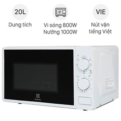 LÒ VI SÓNG ELECTROLUX ĐỂ BÀN TÍCH HỢP NƯỚNG 20L EMG20K38GWP MÀU TRẮNG