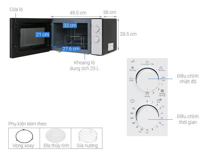 LÒ VI SÓNG ELECTROLUX ĐỂ BÀN TÍCH HỢP NƯỚNG 23L EMG23K38GB