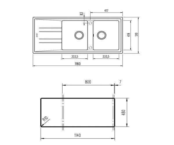 CHẬU ĐÁ NHÂN TẠO TEKA STONE 80 B-TG 2B 1D BLACK 115400011 - SON 144